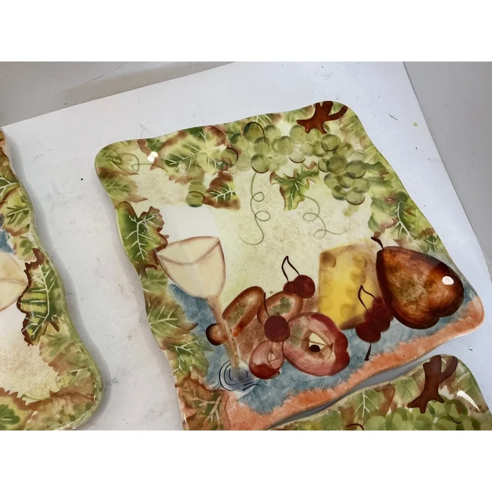 Nantucket Home Salad Plates Set of 4 Fruit Wine Cheese 8 inch InSquare Tusca